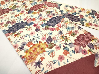 平和屋着物●九寸名古屋帯　紬地　型染め　枝花文　三越扱い　正絹　逸品　CABG3205tx