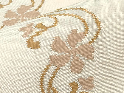 平和屋着物●全通柄　九寸名古屋帯　紬地　花間道　正絹　逸品　CABG3207tx