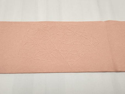 平和屋着物●中国三大刺繍　総相良刺繍　九寸名古屋帯　色紙重ね吉祥文　鬼しぼ縮緬　一斤染色地　正絹　逸品　CABG3209tx