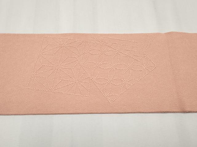 平和屋着物●中国三大刺繍　総相良刺繍　九寸名古屋帯　色紙重ね吉祥文　鬼しぼ縮緬　一斤染色地　正絹　逸品　CABG3209tx