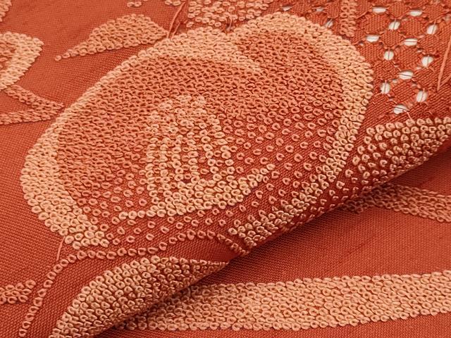 平和屋着物●中国三大刺繍　スワトウ相良刺繍　総刺繍　九寸名古屋帯　紬地　枝椿　正絹　逸品　CABG3210tx