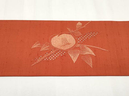 平和屋着物●中国三大刺繍　スワトウ相良刺繍　総刺繍　九寸名古屋帯　紬地　枝椿　正絹　逸品　CABG3210tx