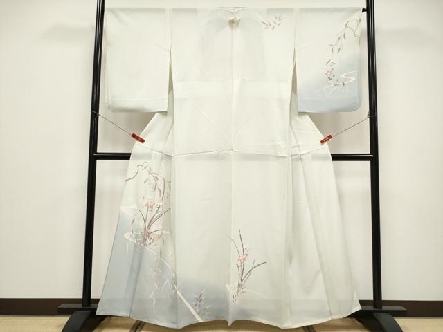 平和屋着物＊夏物　訪問着　絽　流水草花文　暈し染め　正絹　逸品　CABG3226tx