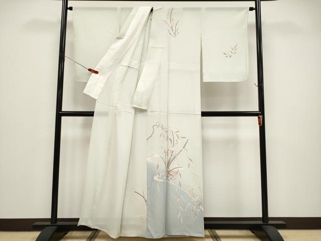 平和屋着物＊夏物　訪問着　絽　流水草花文　暈し染め　正絹　逸品　CABG3226tx