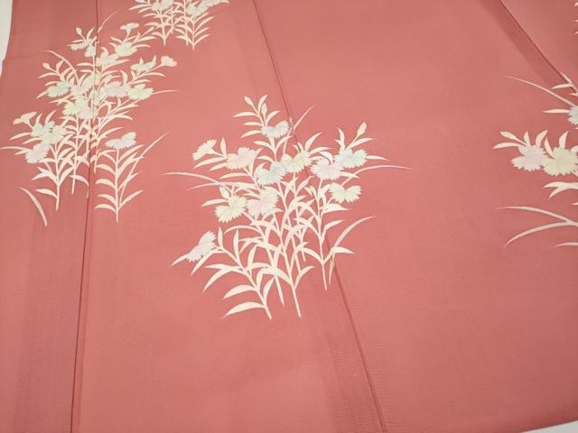 平和屋着物＊夏物 訪問着 ロング丈 絽 草花文 銀彩 正絹 逸品 CABG3232tx