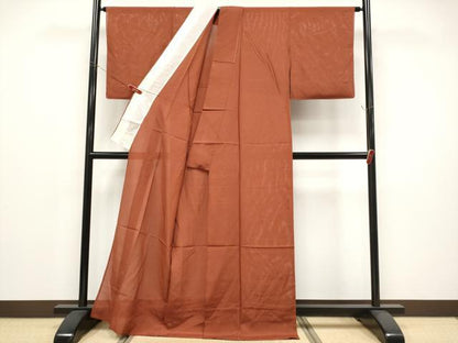 平和屋着物＊夏物　色無地　絽　赤錆色　正絹　逸品　CABG3235tx