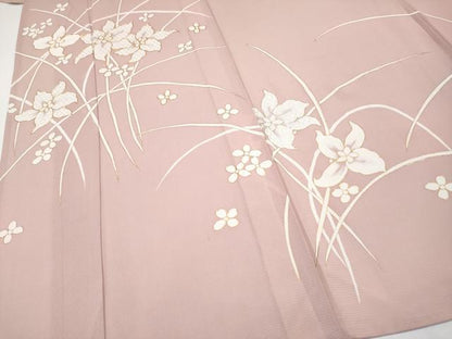平和屋着物＊夏物 訪問着 駒刺繍 絽 草花文 金彩 正絹 逸品 CABG3237tx