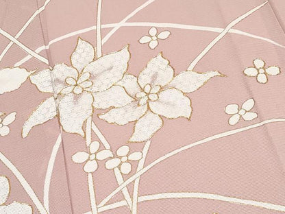 平和屋着物＊夏物 訪問着 駒刺繍 絽 草花文 金彩 正絹 逸品 CABG3237tx