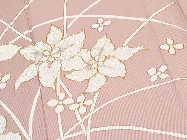 平和屋着物＊夏物 訪問着 駒刺繍 絽 草花文 金彩 正絹 逸品 CABG3237tx