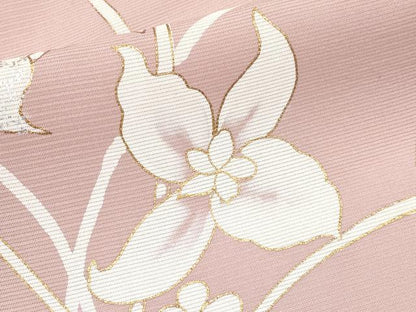 平和屋着物＊夏物 訪問着 駒刺繍 絽 草花文 金彩 正絹 逸品 CABG3237tx