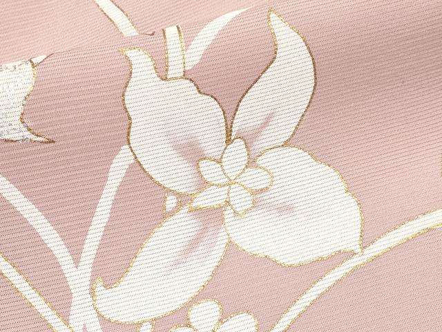 平和屋着物＊夏物 訪問着 駒刺繍 絽 草花文 金彩 正絹 逸品 CABG3237tx