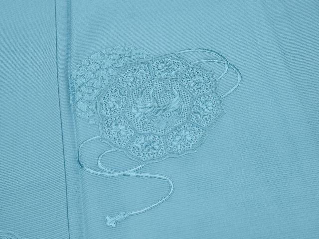 平和屋着物＊夏物 中国三大刺繍 スワトウ刺繍 総刺繍 無地絵羽訪問着 絽 鏡裏花鳥文 新橋色 正絹 逸品 CABG3240tx