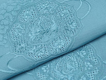平和屋着物＊夏物 中国三大刺繍 スワトウ刺繍 総刺繍 無地絵羽訪問着 絽 鏡裏花鳥文 新橋色 正絹 逸品 CABG3240tx