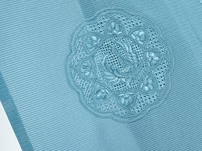 平和屋着物＊夏物 中国三大刺繍 スワトウ刺繍 総刺繍 無地絵羽訪問着 絽 鏡裏花鳥文 新橋色 正絹 逸品 CABG3240tx