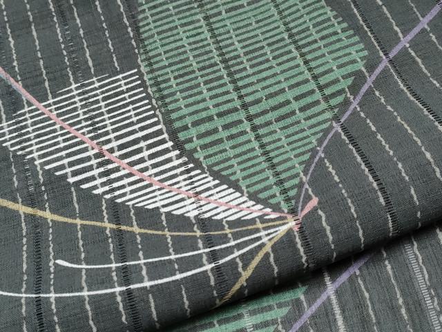 平和屋着物＊夏物　小紋　縦絽　舞蝶文　洗える着物　未使用　CABG3259tx