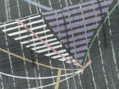 平和屋着物＊夏物　小紋　縦絽　舞蝶文　洗える着物　未使用　CABG3259tx