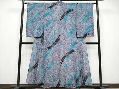 平和屋着物＊夏物　小紋　絽縮緬　竹　正絹　逸品　CABG3261tx