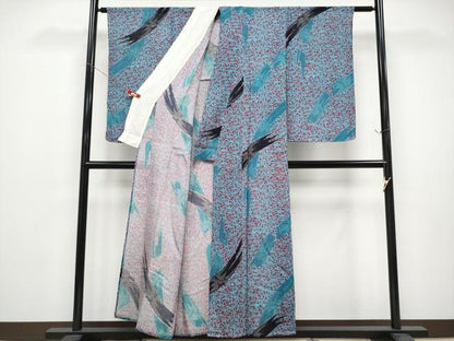 平和屋着物＊夏物　小紋　絽縮緬　竹　正絹　逸品　CABG3261tx
