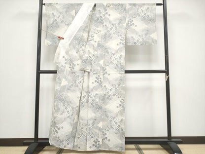 平和屋着物＊夏物　紗紬　枝花文　正絹　逸品　CABG3266tx
