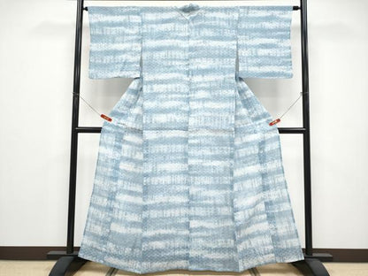 平和屋着物＊夏物　上布　市松紋紗　霞文　麻　逸品　CABG3271tx