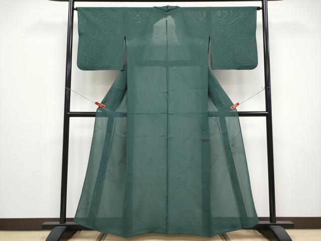 平和屋着物＊夏物　色無地　笹竹紋紗　天鵞絨色　正絹　逸品　CABG3272tx