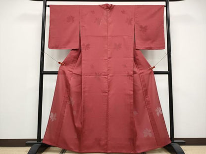 平和屋着物＊夏物　色無地　舞花紋紗　蘇芳色　正絹　逸品　未使用　CABG3273tx