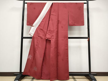 平和屋着物＊夏物　色無地　舞花紋紗　蘇芳色　正絹　逸品　未使用　CABG3273tx