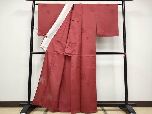 平和屋着物＊夏物　色無地　舞花紋紗　蘇芳色　正絹　逸品　未使用　CABG3273tx