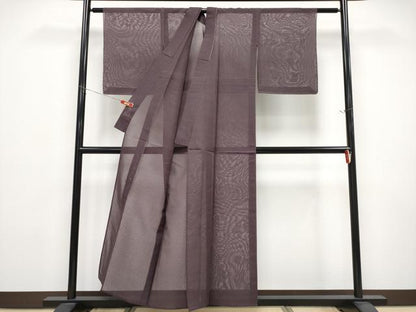 平和屋着物＊夏物　色無地　あられ紋紗　黒鳶色　正絹　逸品　未使用　CABG3274tx