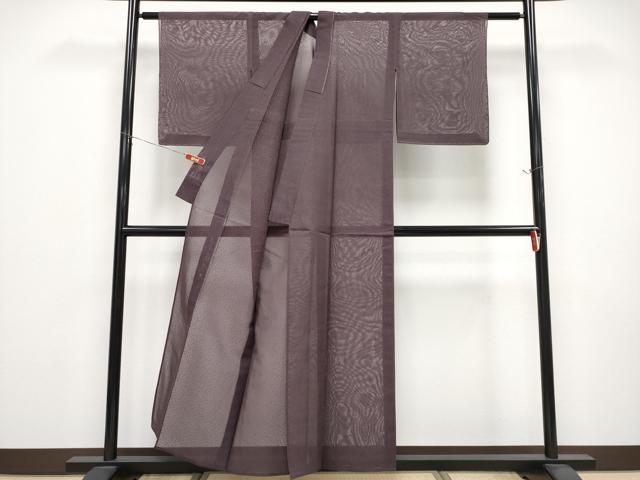 平和屋着物＊夏物　色無地　あられ紋紗　黒鳶色　正絹　逸品　未使用　CABG3274tx