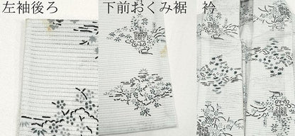 平和屋着物＊夏物　小紋　絽　枝花菱文　洗える着物　CABG3279tx