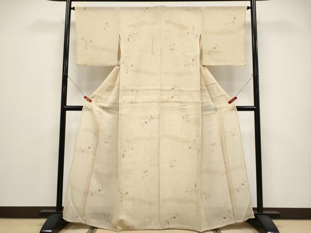 平和屋着物＊夏物　紗紬　草花文　正絹　逸品　CABG3283tx