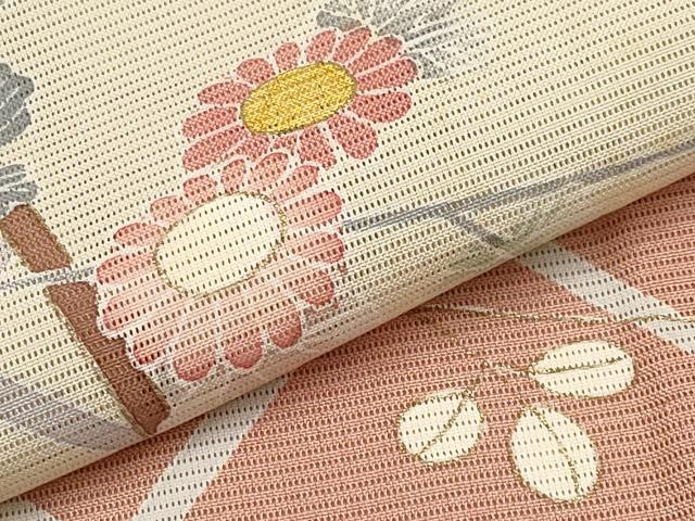 平和屋着物＊夏物　訪問着　絽　籬草花文　暈し染め　金彩　正絹　逸品　CABG3284tx