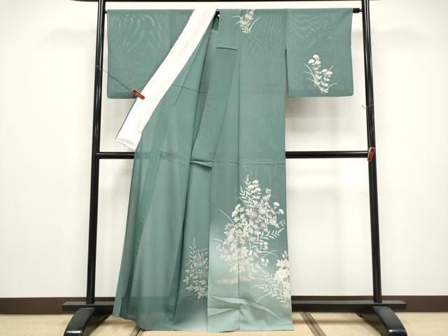 平和屋着物＊夏物　訪問着　絽　草花文　暈し染め　金銀彩　正絹　逸品　CABG3287tx
