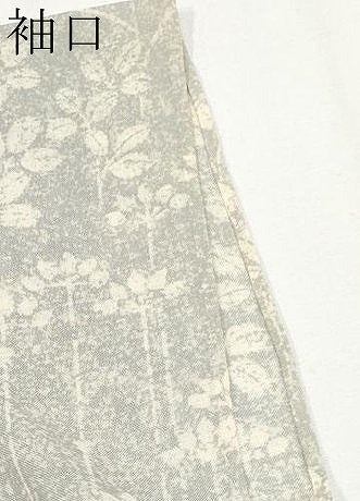 平和屋着物＊夏物　訪問着　紗紬　刺繍　草花文　銀糸　正絹　逸品　CABG3289tx