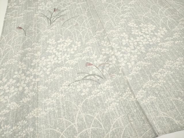 平和屋着物＊夏物　訪問着　紗紬　刺繍　草花文　銀糸　正絹　逸品　CABG3289tx