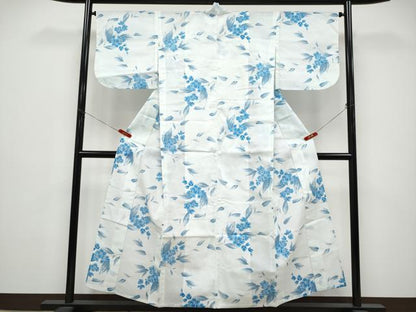 平和屋着物＊夏物　小紋　紗　枝花文　洗える着物　CABG3292tx