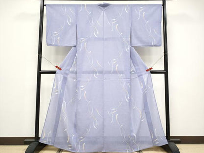 平和屋着物＊夏物　小紋　紗　抽象文　洗える着物　未使用　CABG3295tx