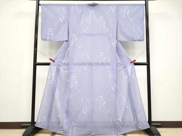 平和屋着物＊夏物　小紋　紗　抽象文　洗える着物　未使用　CABG3295tx