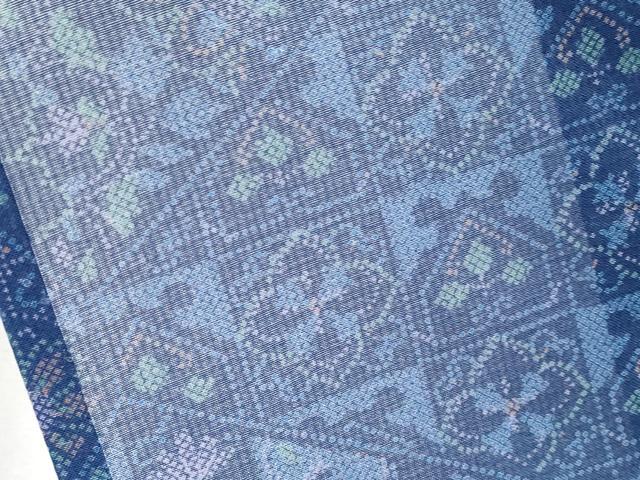 平和屋着物＊夏物　小紋　紗　切嵌正倉院花文　洗える着物　CABG3298tx