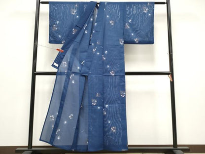 平和屋着物＊夏物　小紋　絽　色紙花文　金彩　やまと誂製　洗える着物　CABG3305tx