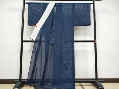 平和屋着物＊夏物　色無地　絽　紺青色　洗える着物　CABG3307tx