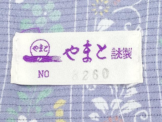 平和屋着物＊夏物　小紋　絽　市松草花文　やまと誂製　洗える着物　CABG3310tx