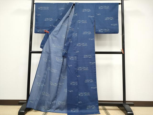 平和屋着物＊夏物　小紋　紅梅　抽象文　洗える着物　CABG3311tx