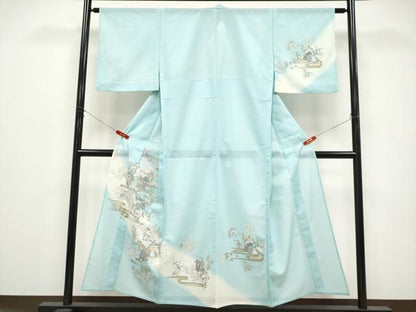 平和屋着物＊夏物　訪問着　絽　御所車霞花文　暈し染め　金彩　やまと誂製　洗える着物　CABG3312tx