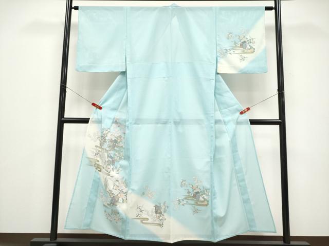 平和屋着物＊夏物　訪問着　絽　御所車霞花文　暈し染め　金彩　やまと誂製　洗える着物　CABG3312tx