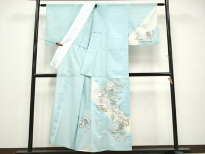 平和屋着物＊夏物　訪問着　絽　御所車霞花文　暈し染め　金彩　やまと誂製　洗える着物　CABG3312tx