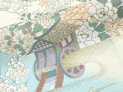 平和屋着物＊夏物　訪問着　絽　御所車霞花文　暈し染め　金彩　やまと誂製　洗える着物　CABG3312tx