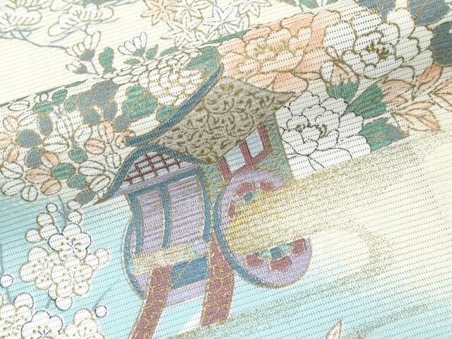 平和屋着物＊夏物　訪問着　絽　御所車霞花文　暈し染め　金彩　やまと誂製　洗える着物　CABG3312tx