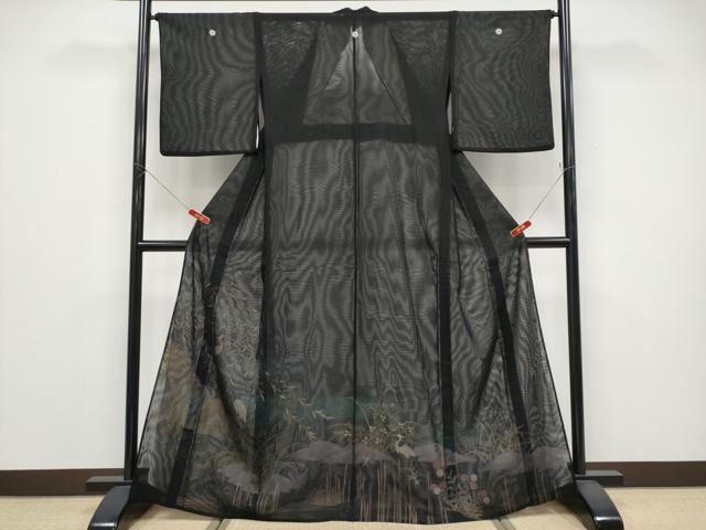 平和屋着物＊夏物　黒留袖　無双　紗袷　紗×紗　白鷺　金彩　正絹　逸品　CABG3313tx